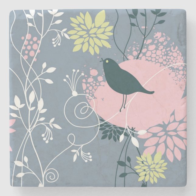 Floral Pattern 10 Stone Coaster (Front)