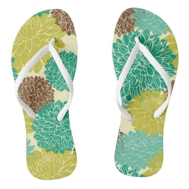 Floral Pattern 12 Flip Flops (Footbed)