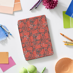Floral pattern 15.Red.b DGrey BG iPad Pro Cover