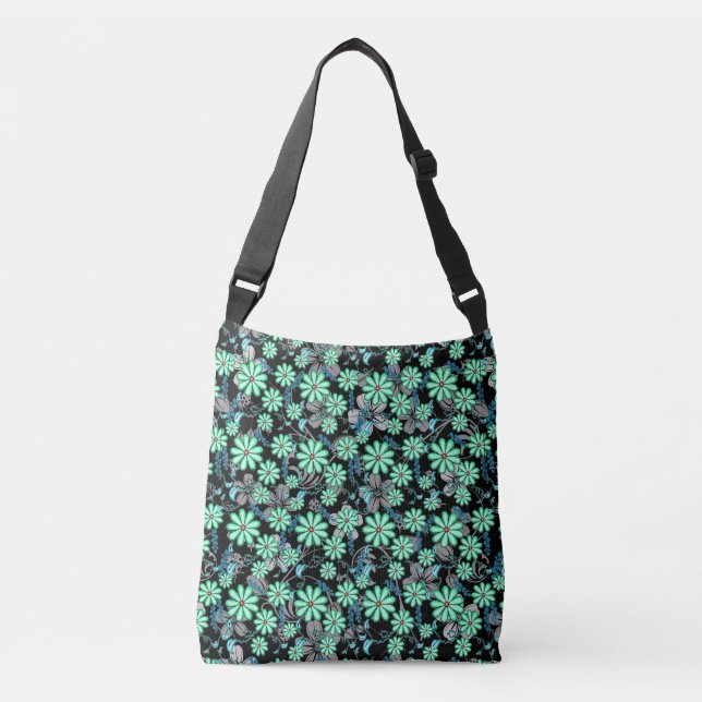 Floral pattern 17.b Black BG Crossbody Bag (Front)