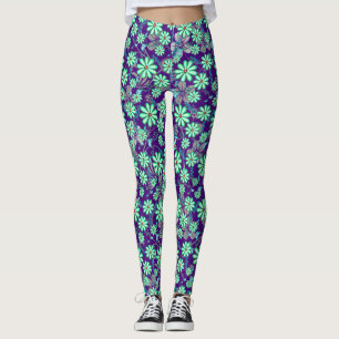 Floral pattern 17.b D Purple BG Leggings