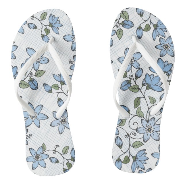 Floral pattern 2 3 flip flops (Footbed)