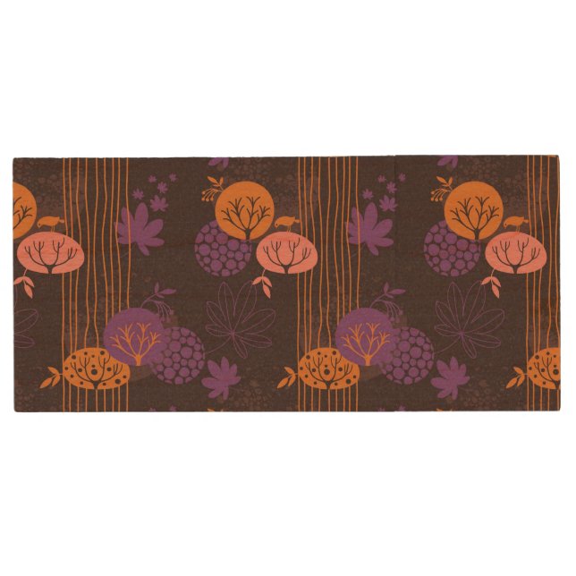 Floral pattern 2 3 wood flash drive (Front)