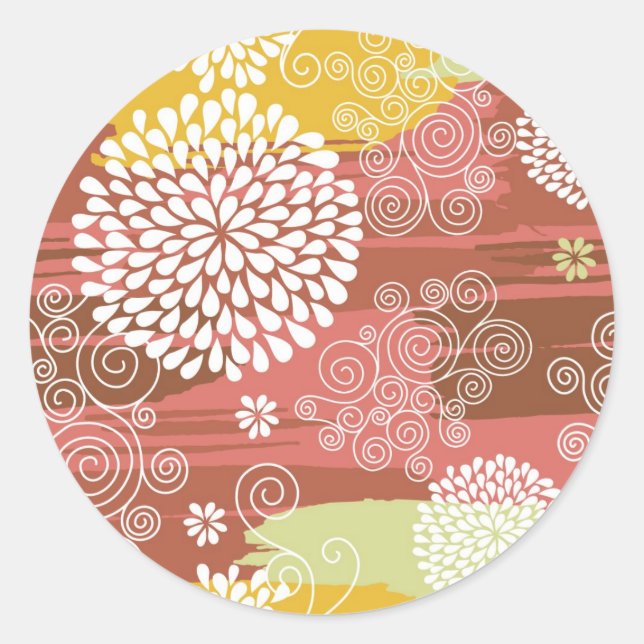 Floral pattern 2 classic round sticker (Front)