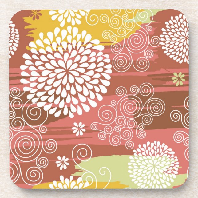 Floral pattern 2 drink coaster (Front)