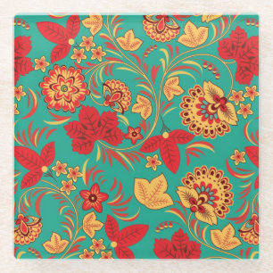 Floral pattern 2 glass coaster