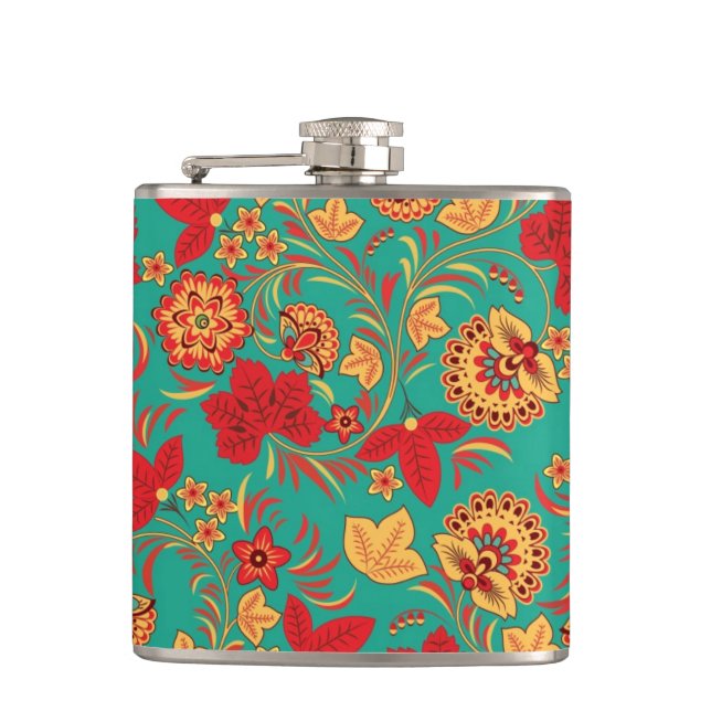 Floral pattern 2 hip flask (Front)