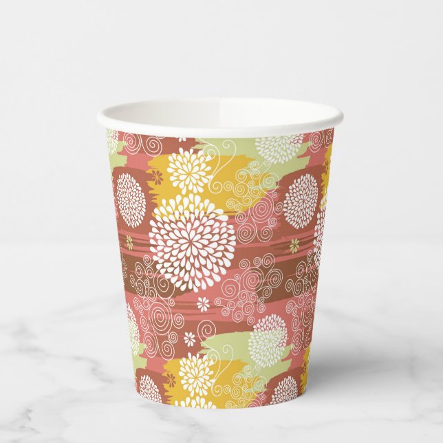 Floral pattern 2 paper cups (Left)