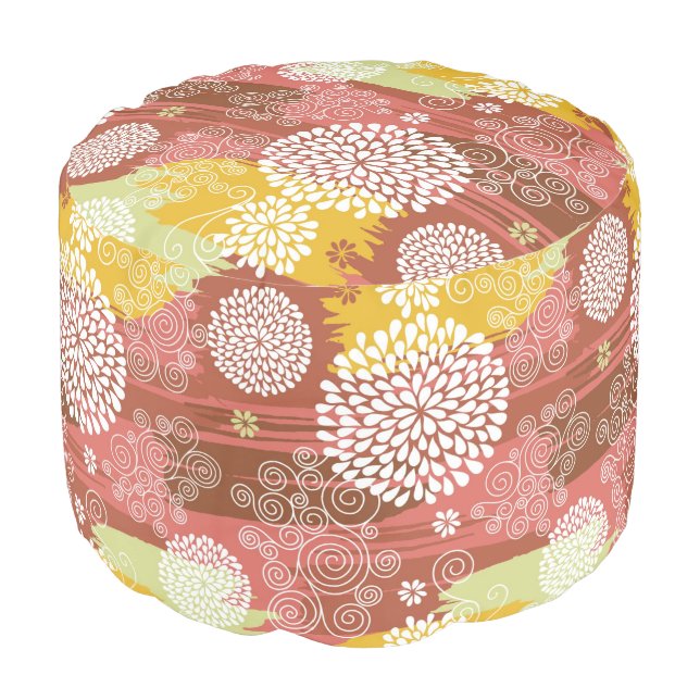 Floral pattern 2 pouf (Angled Front)