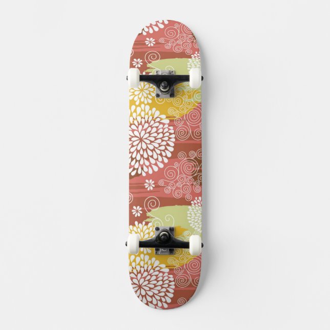 Floral pattern 2 skateboard deck (Front)