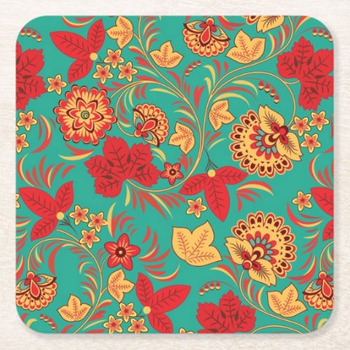 Floral pattern 2 square paper coaster