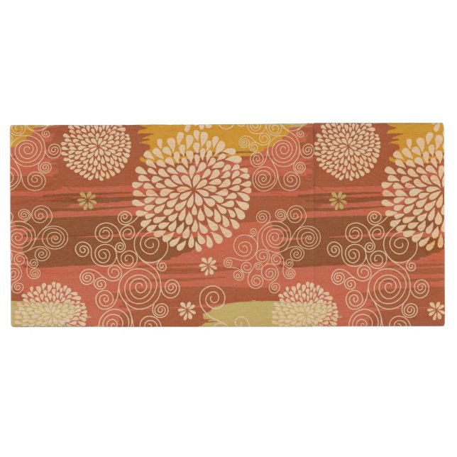 Floral pattern 2 wood flash drive (Front)