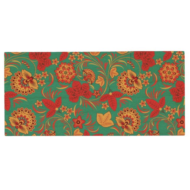 Floral pattern 2 wood USB flash drive (Front)
