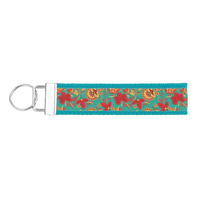 Floral pattern 2 wrist keychain (Keys on Left)