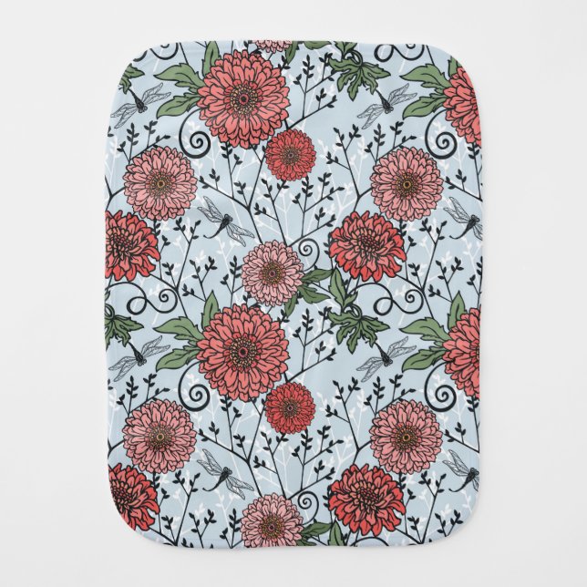 Floral pattern 3 baby burp cloth (Front)