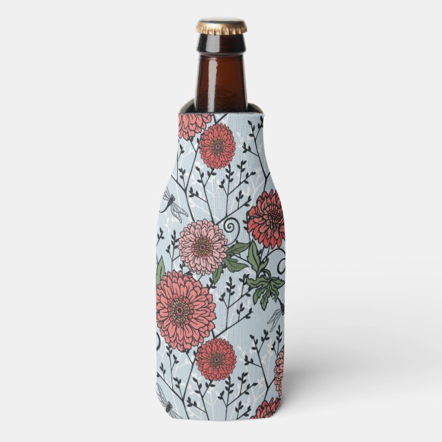 Floral pattern 3 bottle cooler (Bottle Front)