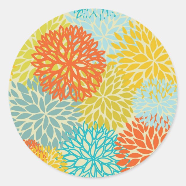 Floral pattern 3 classic round sticker (Front)