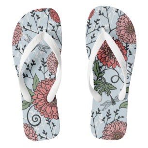 Floral pattern 3 flip flops