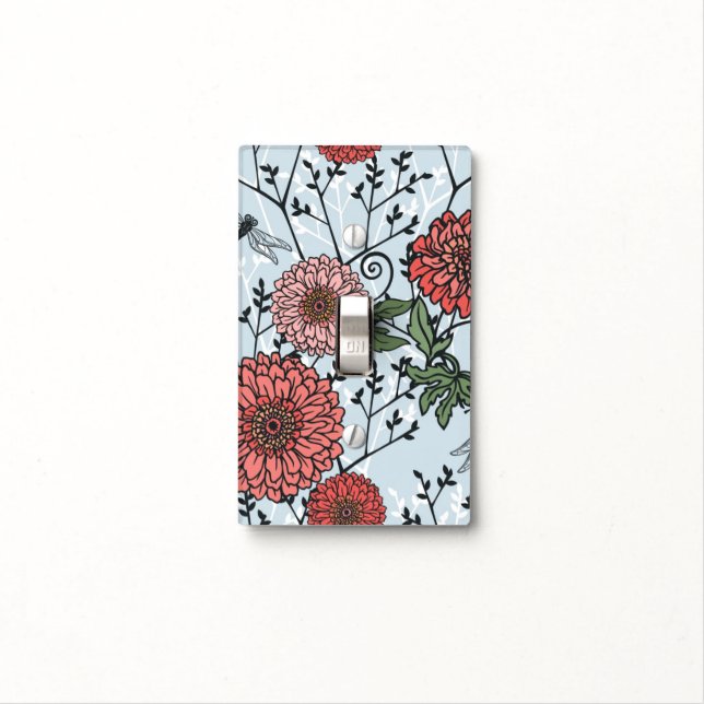 Floral pattern 3 light switch cover (In Situ)