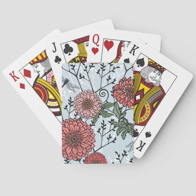 Floral pattern 3 poker cards (Back)