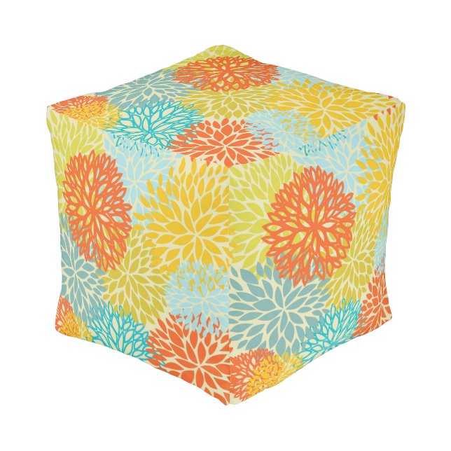 Floral pattern 3 pouf (Angled Front)
