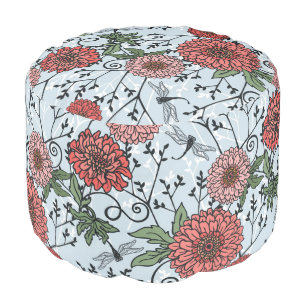 Floral pattern 3 pouf