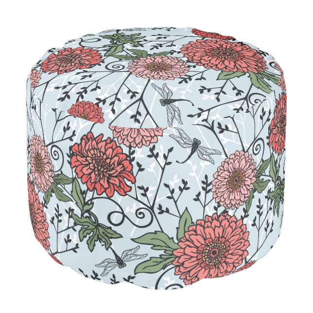Floral pattern 3 pouf (Angled Front)