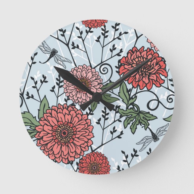 Floral pattern 3 round clock (Front)