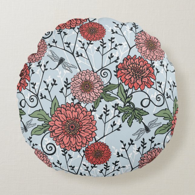 Floral pattern 3 round pillow (Front)