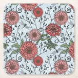 Floral pattern 3 square paper coaster
