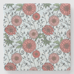 Floral pattern 3 stone coaster