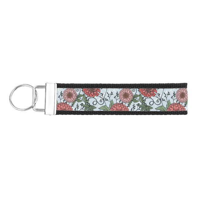 Floral pattern 3 wrist keychain (Keys on Left)