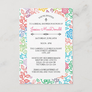 Floral Pattern - 3x5 Bridal Shower Invitation