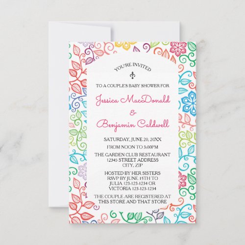 Floral Pattern _3x5Couples Baby Shower Invitation