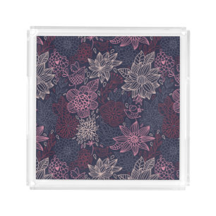 Floral pattern 4 2 acrylic tray