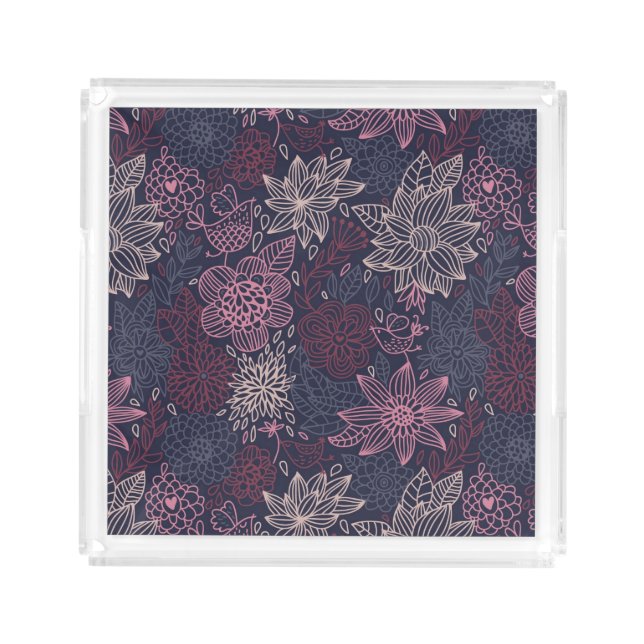 Floral pattern 4 2 acrylic tray (Front)