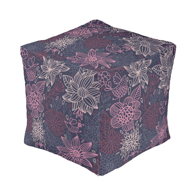 Floral pattern 4 2 pouf (Angled Front)