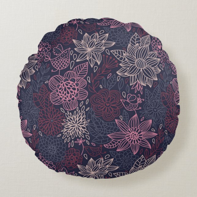 Floral pattern 4 2 round pillow (Front)