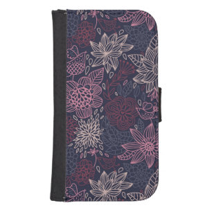 Floral pattern 4 2 wallet phone case for samsung galaxy s4