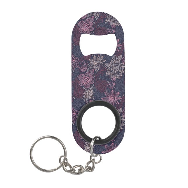 Floral pattern 4 3 keychain bottle opener (Front)