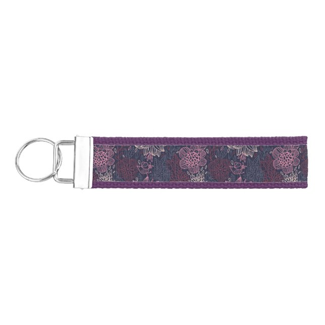 Floral pattern 4 3 wrist keychain (Keys on Left)