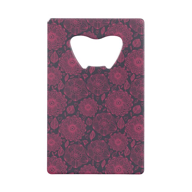 Floral Pattern 4 Credit Card Bottle Opener (Front)