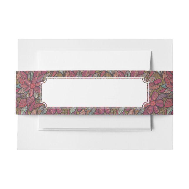 Floral pattern 4 invitation belly band (Front Example)