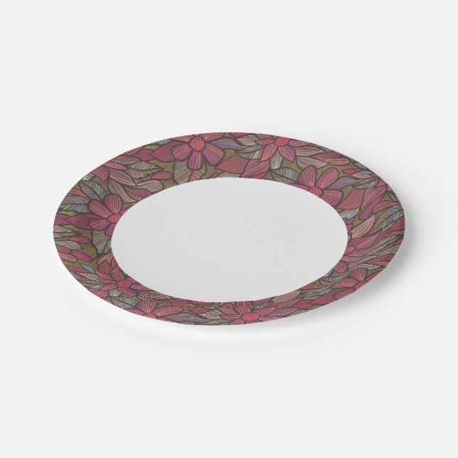 Floral pattern 4 paper plates (Angled)