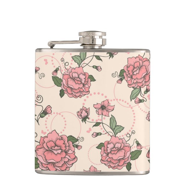 Floral pattern 5 2 hip flask (Front)