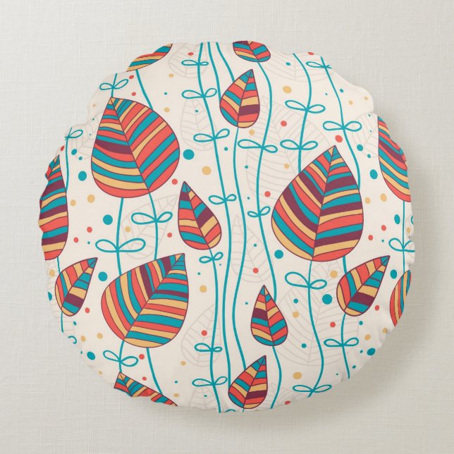 Floral pattern 5 2 round pillow (Front)