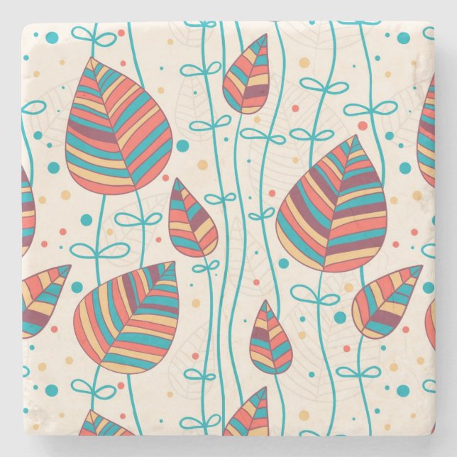 Floral pattern 5 2 stone coaster (Front)