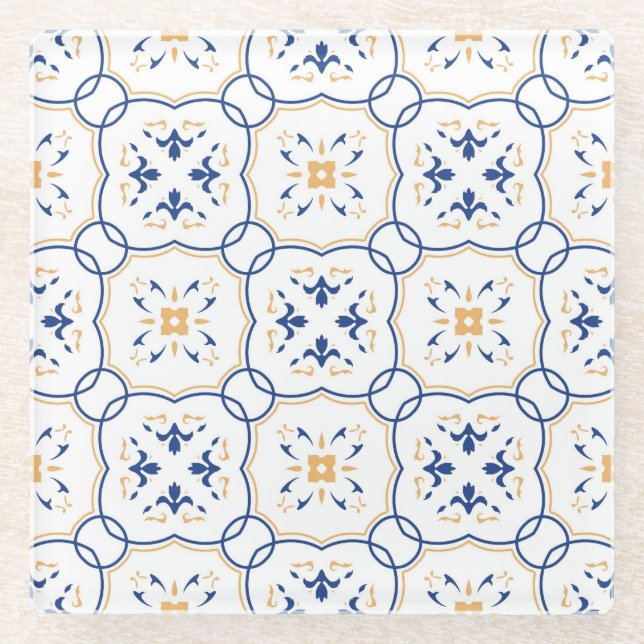 Floral Pattern 5 Glass Coaster (Front)