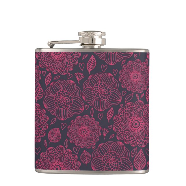 Floral Pattern 5 Hip Flask (Front)