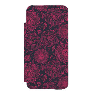 Floral Pattern 5 Wallet Case For iPhone SE/5/5s